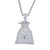 Anhänger Halsketten Messing Fassung CZ Hip Hop US Dollar Micro Pave Stones Halskette Schmuck für Männer und Frauen CN0458079540