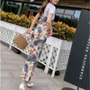 Женщины шифон спагетти ремешок боди весной лето широкие брюки ног женские цветочные напечатанные напечатанные напечатанные напечатанные выпускники 210514