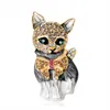 Gold Enamel Diamond Cat Brooch Pins Animal Business Suit Top Dress Cosage for Women Men Fashion Jewelry Will and Sandy