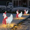 Christmas Decorations Light-Up Chicken met Sjaal Vakantie Decoratie LED Outdoor Garden Stake Year 2022 Ornament