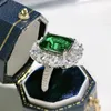Cluster Rings 2021 S925 Sterling Silver Ring Luxury Emerald Cut Inlaid 9*11 Zircon Jewelry Female
