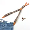スタイルYバック女性男性弾性縞模様のサスペンダーストラップ4ボタン穴が付いている調節可能なズボンのブレースユニセックスアクセサリー
