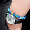 Män Kvinnor Guld Buddha Gem Stone Healing Energy Strand Armband 8mm Blå Runda Naturliga Elastiska Beaded Armband Smycken Beaded, Strands