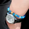 Männer Frauen Gold Buddha Edelstein Stein Heilung Energie Strang Armbänder 8mm blau runden natürliche elastische Perlenarmbandschmuck Perlen Str4845536