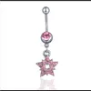 Bellknappringar Drop Leverans 2021 D0747 (1) Fin stil rosa färg som avbildad vattenrotor Piercing Jewlery Navel Belly Ring Body Jewelry O