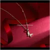 Creative Alloy Butterfly Pendant Necklace With Beautiful Paper Card Gold Plated Charm Necklaces Chokers Choker Chain For Women Gifts V 1N6Cg