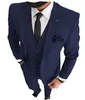 Navy Blue Wedding smokings 2021 Groom vestiti Groomsmen Best Man per Giovane uomo Abiti da ballo (giacca + pantaloni + cravatta) Custom Made Dinner Party Business Plus Size