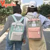 Yogodlns Campus Women Backpack School Bag for Teenagers College Canvas Female Bagpack 15inch Laptop Back Packs Bolsas Mochila Y1105