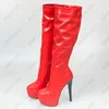 Rontic Handmade женщин платформы платформы колен Sexy Stiletto каблуки круглые носки шарм абрикосовые розовые красные вечеринки обувь плюс размер США 5-20