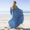 Dames badkleding 2021 Overmaat Bohemian Dress Beach Cover Up Blue Print Badpak Tuniek voor Kaftan Pareos Sarong Robe Plage