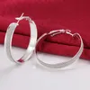 100% 925 sterling zilveren hoepel oorbel voor vrouwen 40mm scrub grote ronde cirkel oorbellen sieraden cadeau