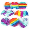 Rainbow Push Bubble Fidget Sensory Toy Unicorn Owl Penguin Autism Special Needs Anxiety Stress Reliever for Office Workers Fluorescence