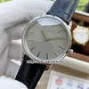 Patrimonio de alta calidad 81180 000P-9539 Miyota Reloj automático para hombre Caja de acero de 42 mm Esfera gris Relojes de vestir para caballero Cuero negro Str286c