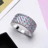 2021 Shine Colorful Rings Aneis Blue Pink Zircon Crystal Nice Jewelry Luxury Women Accessories Ring