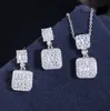 Ins Top Sell Conjunto de joyas de lujo Plata de ley 925 T Corte princesa Topacio blanco CZ Diamante Piedras preciosas Fiesta Hecho a mano Mujeres cuelgan Ea1083852