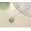 Collier ras du cou avec pendentif rond en jade plaqué or S925, vente en gros, 25802461271
