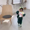 Spring Autumn boys girls fashion colour blocking sports clothes sets kids thin zipper coat and pants 2pcs suits 210508