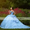 Blue Princess Quinceanera Dresses 2021 Sequins Applique Beaded Sweetheart Lace-up Corset Back Prom Sweet 16 Dress