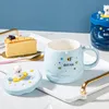 Becher 450 ml Ins Bären Marine Tier Nette Kawaii Keramik Becher mit Silikondeckel Wasser Tasse Espresso Kaffee Getränke Wein Weihnachtsgeschenk