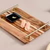 Kök lagringsorganisation solid träbricka dekorativ fyrkantig akacia träpall japanska med handtag dessert fruktplatta hemförsörjning