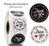 flower 500PCS Roll 2.5cm 1 inch Thank You so much Round Adhesive Stickers Label For Holiday Presents Business Festive Decoration