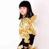 Herropon Mode Girls Boys Gold Jazz Hip Hop Dance Competition Coat Kid Clothing Party Dancing Stage Performance Jacket 211204