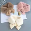 Bow Tie Winter Baby Fur Scarf Children Scarves Faux Rabbit päls nackvärmare barn halsduk päls boll flickor pojkar bufanda bebe