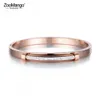 Zoomango requintado pavimentar strass punhos pulseiras pulseiras jóias rosa ouro aço inoxidável pulseira zb17055 q0717