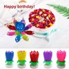 Obrotowe ciasto muzyczne świeca urodzinowa kwiat muzyka świeca kolorowy w kształcie kwiatu dekoracja dzieci