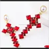 Charm Jewelry Drop Delivery 2021 Exaggerated Alloy Square Rhinestone Cross S925 Sier Needle Female Full Diamond Earrings O6Han
