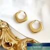 Vintage-Goldschmuck, anlaufgeschützt, 316L-Edelstahl, 18 Karat vergoldet, kräftiges geometrisches Trapez-Oval-Quadrat-Design, Creolen-Ohrring, Fabrikpreis, Expertendesign, Qualität