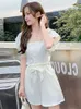 Двухсевная женское французское летнее платье корейской короткой куртки + свободные шорты костюма колена длина 210416