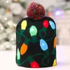 Wholale Personalizado Beanie feriado decorativo inverno de malha com luzes LED piscando chapéu de natal jacquard
