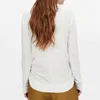Streetwear kvinnor solid vit skjortor mode damer v-hals polyester stickade toppar elegant kvinnlig chic slim blouse 210527