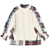 Mode printemps Plaid grande taille tricot pull Fit O cou à manches longues femmes pulls chaud reine vêtements 210510