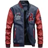 Men's Trench Coats 2021 Brand Embroidered Baseball Jacket Motorcycle Pu Leather Letter Stand Collar Windproof And Waterproof XL 4XL Fl