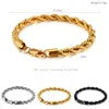 Bracciale da uomo Twist bicolore in acciaio inossidabile e catena a maglie all'ingrosso di gioielli di moda in oro nero da donna