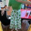 Korjpaa Kvinnor Sommar Sommar Koreanska Chic Åldersreducerande linne Mönster Slim-Fit Tröja Hög midja Mjölk Box Skriv ut A-Line Skirt 210526