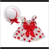 Kläder Baby, Barn, MaternityFashion Girl Dress With Sun Hat Outfits Sommar Ärmlös Frukttryck Klänningar För Barn Barnkläder 1 2 3