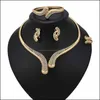Bracelet, Earrings & Necklace Jewelry Sets Brand Bracelet Earring Fashion Arc Circle Diamond Set Aessories Four Piece Drop Delivery 2021 Qgm