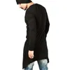 Men's Trench Coats European Thin Kimono Cardigan Long Sleeve Loose Asymmetric Hem Outerwear Black