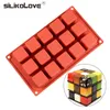 SILIKOLOVE 15 Cavidad Cubo Forma cuadrada Molde de silicona para herramientas de decoración de pasteles DIY Postre Moldes para pasteles para hornear en la cocina 211110