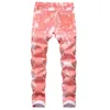 Męskie dżinsy Moda Kolor Stretch Slim Fit Fit Tie Dye Dżinsowe Spodnie Streetwear Mężczyźni Skinny Jean Spodnie Pantalones Hombre