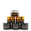 5G 10G 15G 20G 30G 50G AMBER BROWN GLASS BAKKA FACE CREAM JAR REFILLABLE BAKTLER Kosmetisk Makeup Lagring Container Pot With Gold Silver Black Lids and Inner Liners