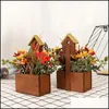 Decorative Festive Party Supplies Gardendecorative Flowers & Wreaths Home Decor Wooden House-Shaped Halloween Artificial Silk Flower Ornamen