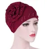 Fashion flower muslim hijab caps solid arab wrap head Inner hijabs cotton Beads turban bonnet for women islamic underscarf cap