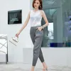 Spodnie damskie Capris Mid-Waist Slim-Fit Harem Styl Miiyake Plised Casual Fashion Kostki Oggers Women Vetement Femme