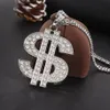 Strass US Dollar argent signe pendentif collier hommes rappeur Hip Hop Punk longue chaîne collier femmes déclaration colliers cadeau