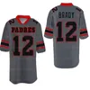 Maglia da calcio personalizzata Retro Tom Brady 12 # High School cucita blu bianco rosso grigio Qualsiasi nome Numero Taglia S-4XL Maglie Camicia di alta qualità