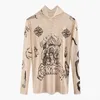 2020 Autumn New Fashion Women Basal Top Goddess Tatoo Print Long Sleeve High Tight Collar Nude Color Mesh Yarn SEXY T-shirt B666 CX200713